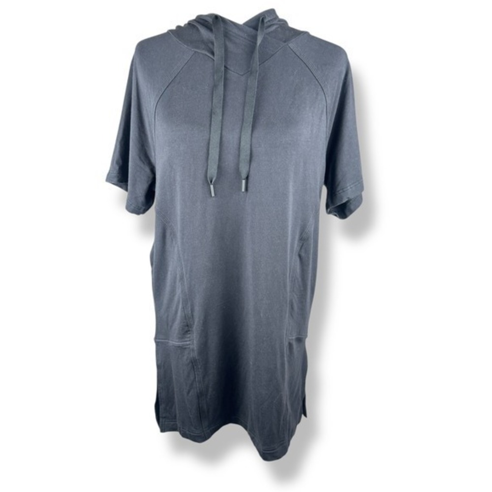 Athleta‎ Black Hoodie Tunic Top Size XS Cabana Sporty Athleisure Pockets Gym
